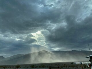 Sandstorm and thunderstorm clouds in Death Valley