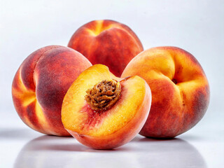 Fototapeta na wymiar peaches,Nectarine fruit isolated on white background 
