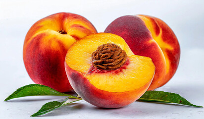 peaches,Nectarine fruit isolated on white background
