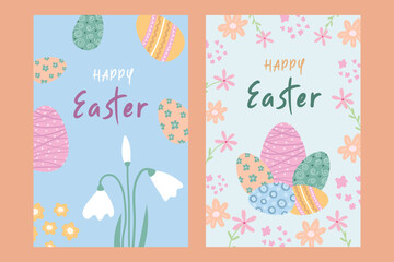 Set of Easter cards. Happy easter. Easter eggs.
