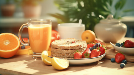 breakfast with orange juice