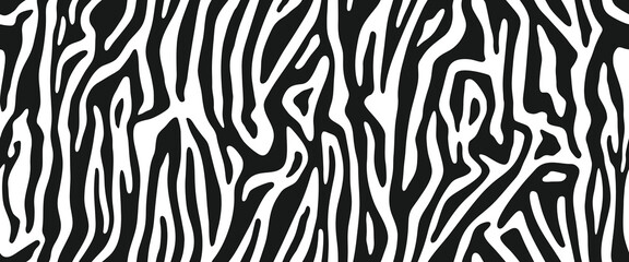 Zebra pattern, stylish stripes texture. Animal natural print. For the design of wallpaper, textile, cover. Vector seamless background.	