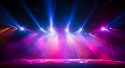 stage lights with stage background - obrazy, fototapety, plakaty