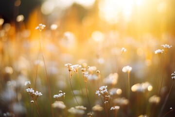 Obraz premium Soft sunlight cascading over delicate white flowers.