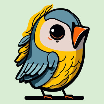 recommend clip art: Kawaii vector cartoon illustration of cute Budgerigar bird.