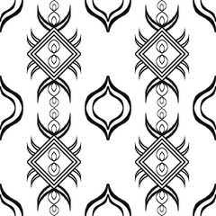 Abstract, Black Color, Ethnic, patterns in tribal, folk embroidery Geometric art jewelry printing Design for textiles, clothes, carpets, wallpaper, wraps, covers, fabrics.