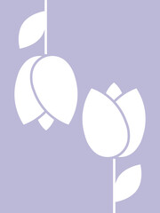 Bild in der Farbe Purple Heather mit zwei weißen Tulpen
