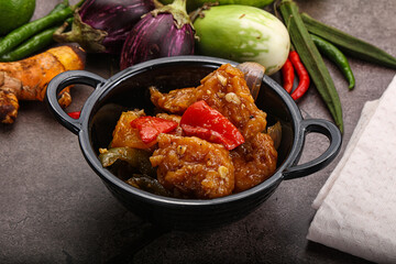Chinese cuisine - prawn with chili sauce