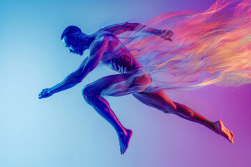 Obraz premium Portrait of a running athlete swiftness