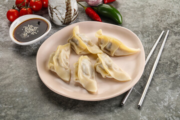 Japanese cuisine - dumplings gyoza with sauce