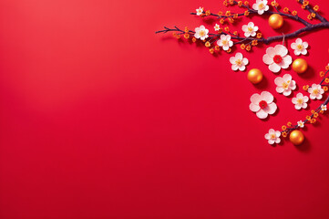 Obraz na płótnie Canvas Chinese new year festival decorations with copy space