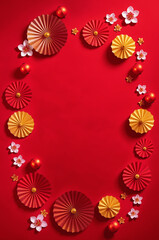 Obraz premium Chinese new year festival decorations with copy space