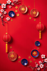 Chinese new year festival decorations with copy space