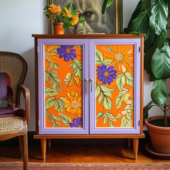 Tangerine Vinyl 2-Door Cabinet: Basement Silk Screen Chic