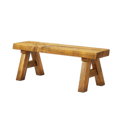A Wooden Bench.. Isolated on a Transparent Background. Cutout PNG.