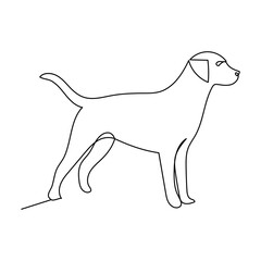 Dog continuous one line drawing  outline vector illustration