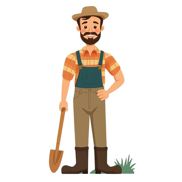 cartoon illustration of a smiling farmer or gardener isolated on white