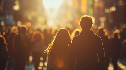 City Love Story: Romantic Valentine's Day Illustration of a Couple's Everlasting Relationship