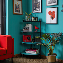 Blue Metal 3-Shelf Bookcase: Corner of Vibrant Positivity