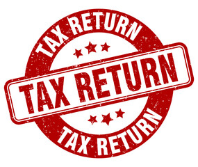 tax return stamp. tax return label. round grunge sign