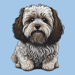 Cute Havanese dog illustration isolated on a plain background.