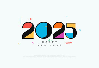 Unique number 2025 with colorful classic numbers. Premium design for new year greetings for banners, posters or social media and calendars.