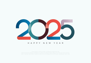 Colorful design happy new year 2025 with unique numbers. Premium design for new year greetings for banners, posters or social media and calendars.