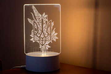Decorative lamp with a ukrainian trident
