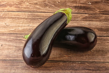 Two Fresh ripe black eggplants