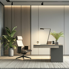 3D Rendering: Office Desk Lamp with Carpeted Floor