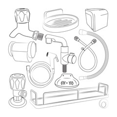 Bathroom fittings vector. vector set of bathroom Tap-Faucet
