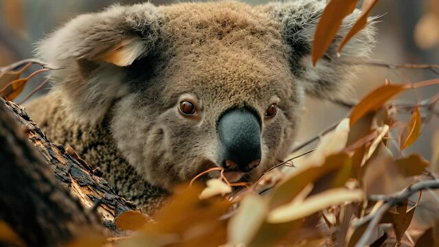 Closeup of a koalas halfeaten meal of scorched leaves a scarce and inadequate food source in the wake of widespread habitat destruction highlighting the devastating impac