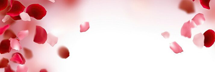  Backdrop of rose petals isolated on white background. Valentine day background