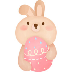 earter eggs with bunny clipart. watercolor style. isolated on transparent background