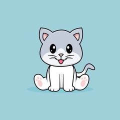 Funny cartoon Cats. Cute Gray Cat Vector Design
