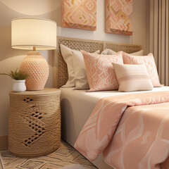 3D Rendering: Guest Room Bedside Lamp with Woven Carpet