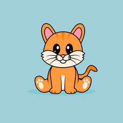 Funny cartoon Cats. Cute Orange Cat Vector Design