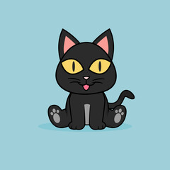 Funny cartoon Cats. Cute Black Cat Vector Design