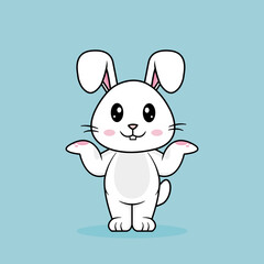 Funny cartoon Rabbit. Cute White Rabbit Vector Design. Easter Day