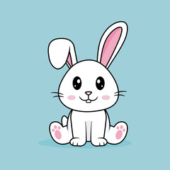 Funny cartoon Rabbit. Cute White Rabbit Vector Design. Easter Day