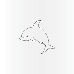Dolphin continuous one line drawing outline vector  illustration