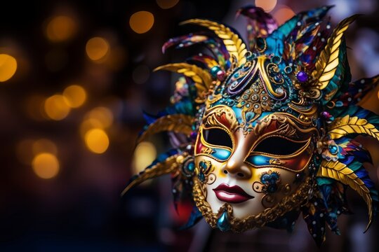 Venetian carnival mask isolated on black