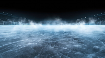 Hockey ice rink sport arena empty field stadium on black background - obrazy, fototapety, plakaty