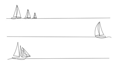 Single continuous line art sea boat icon. Yacht travel tourism concept silhouette symbol design. One sketch outline drawing vector illustration template