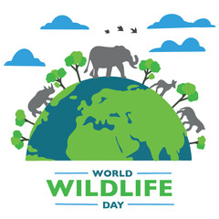 Cute vector design world wildlife day illustration