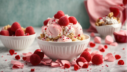 Obraz na płótnie Canvas Cupcakes with strawberries and ice-cream
