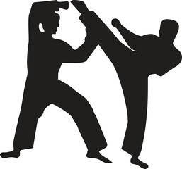 Boxing Silhouettes Black set silhouette of an athlete boxer on a white background