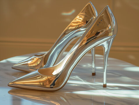 stylish elegant metallic heels, ai