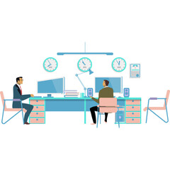 People at business office vector workspace icon