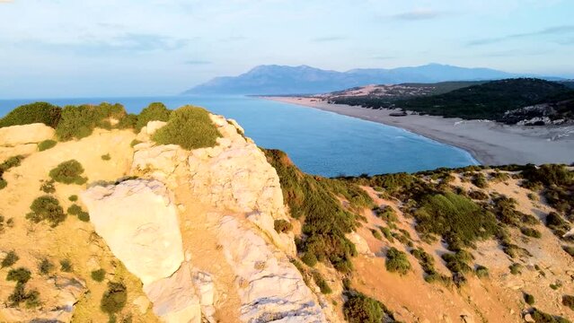 aerial view landscape of ocean beach, nature sea traveling footage